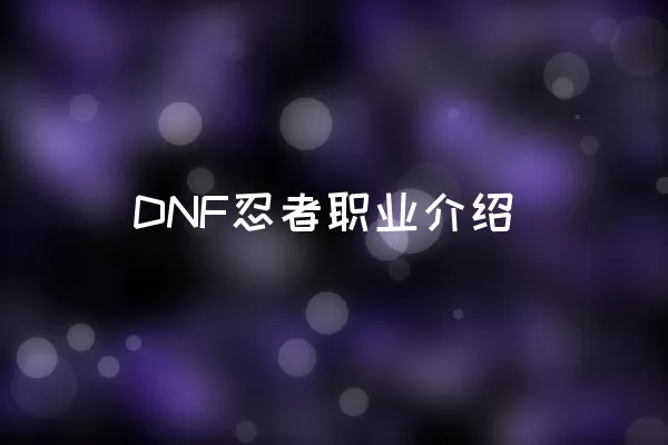 DNF忍者职业介绍