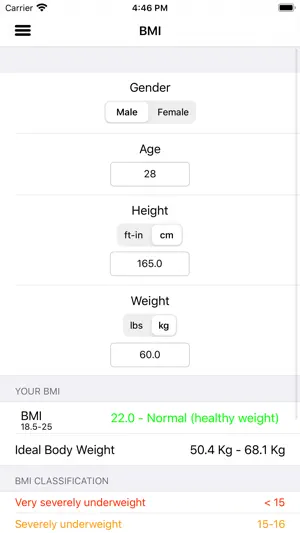 BMI-BMR计算器截图1